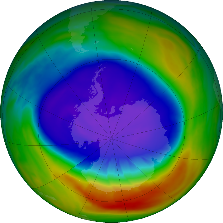 Antarctic ozone map for 27 September 2023